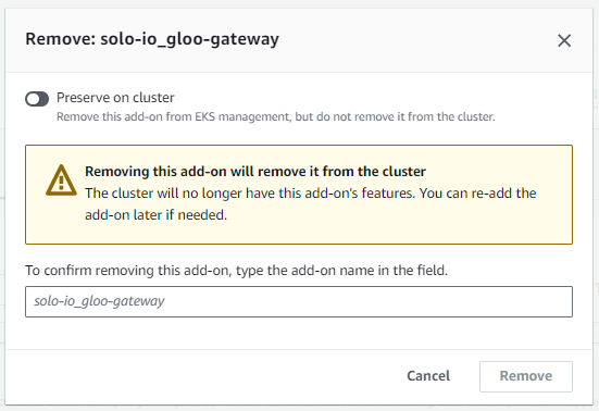 Figure: Remove the Solo add-on for EKS