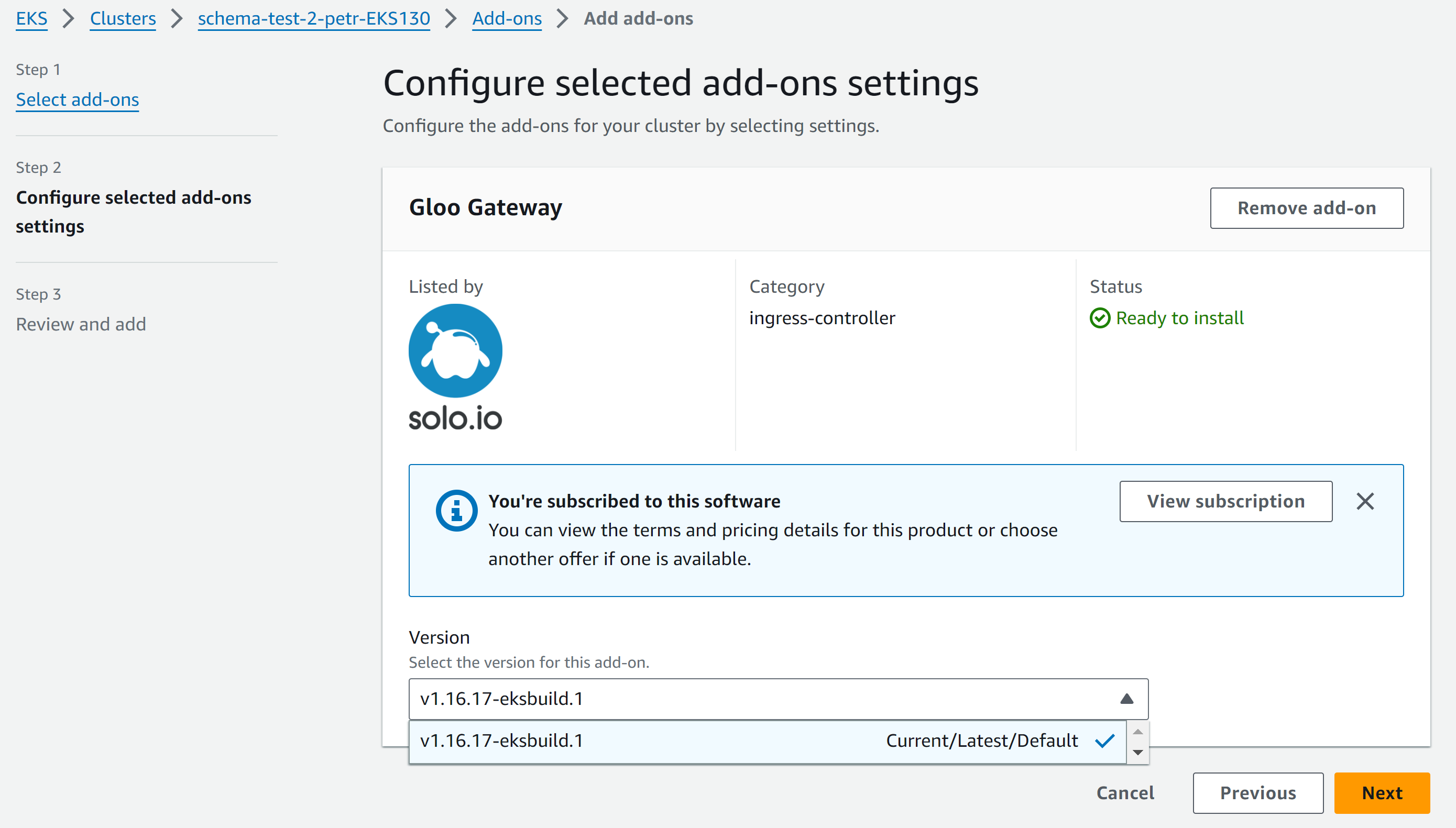 Figure: Configure the Gloo Gateway add-on for EKS