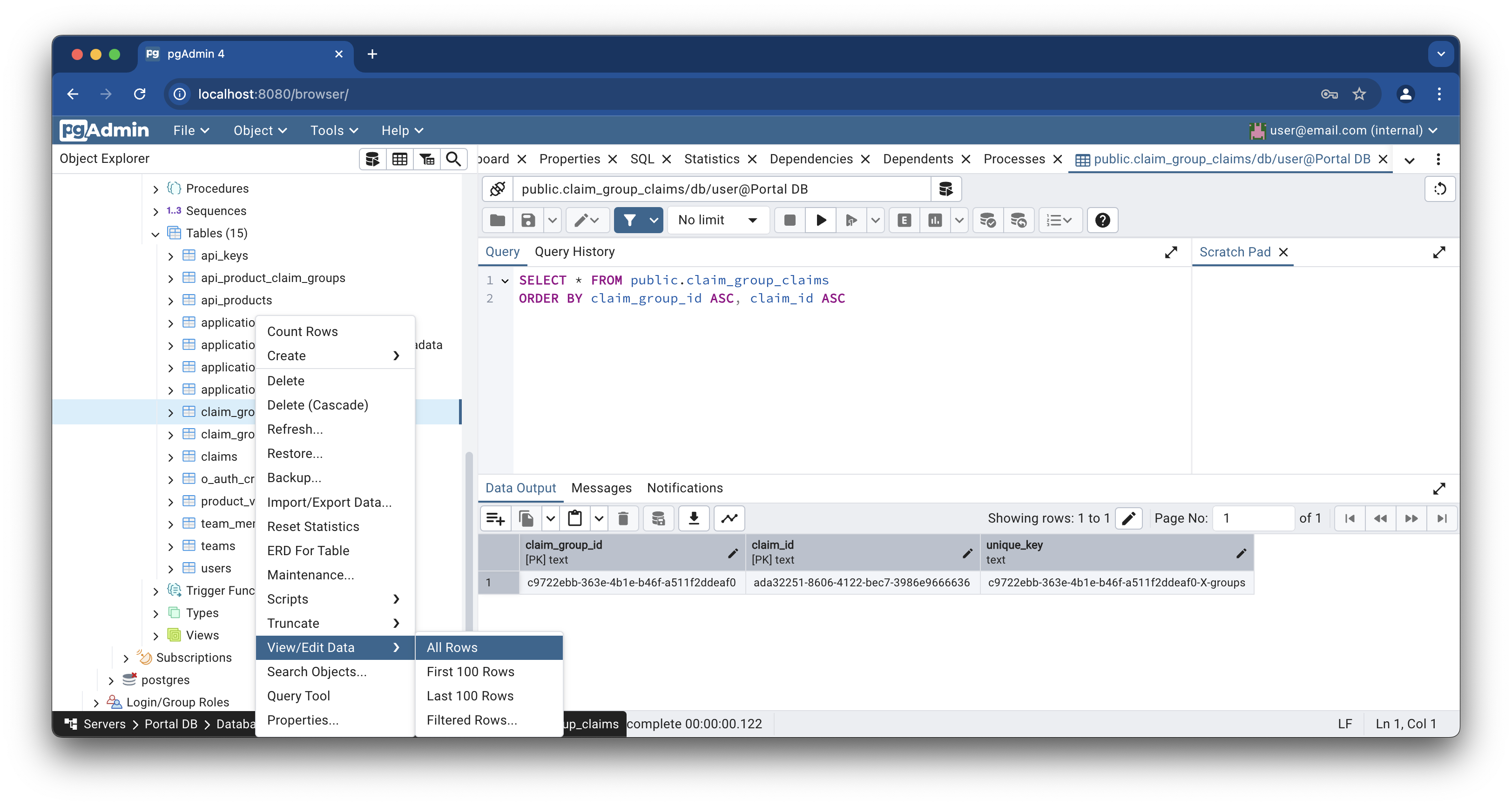 Figure: Postgres data view