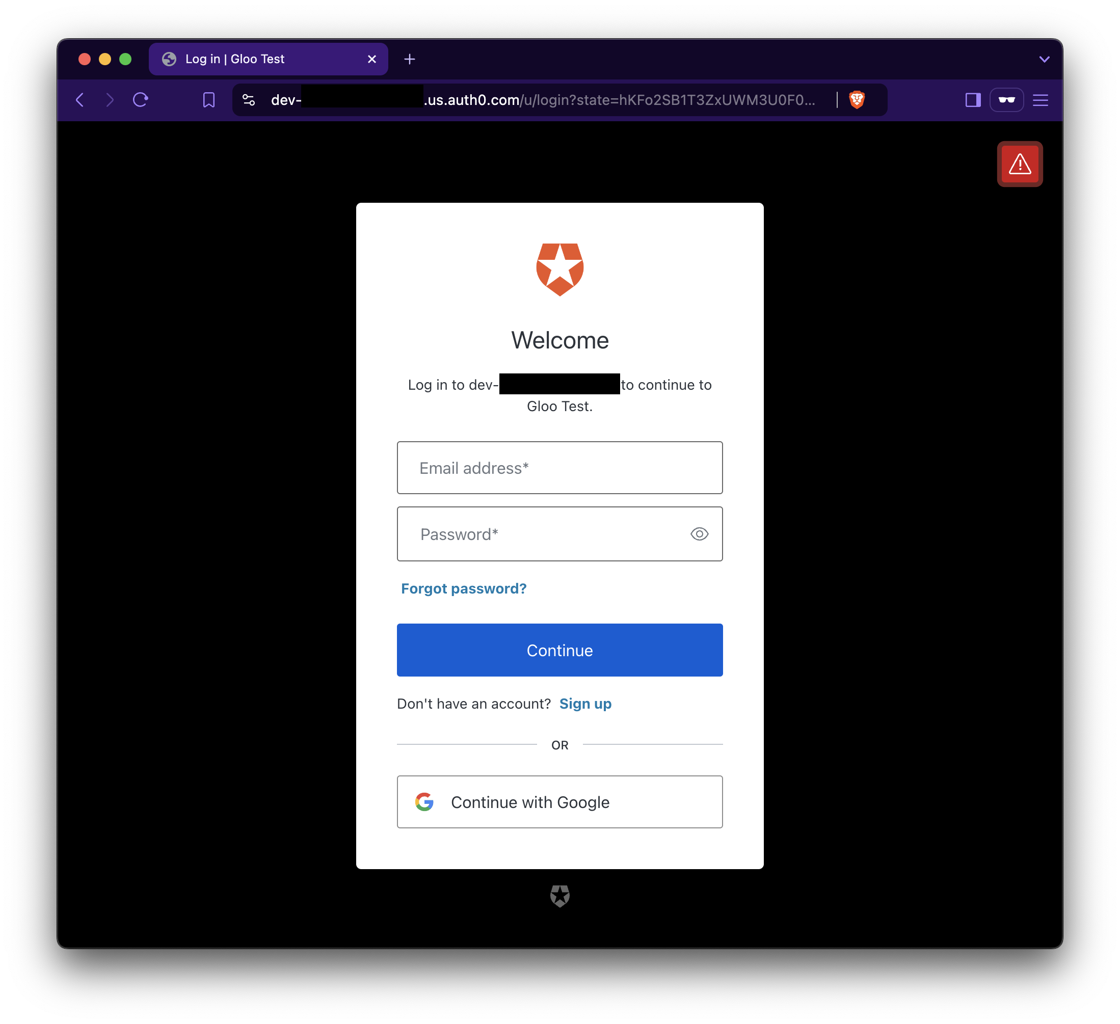 Figure: Auth0 login page