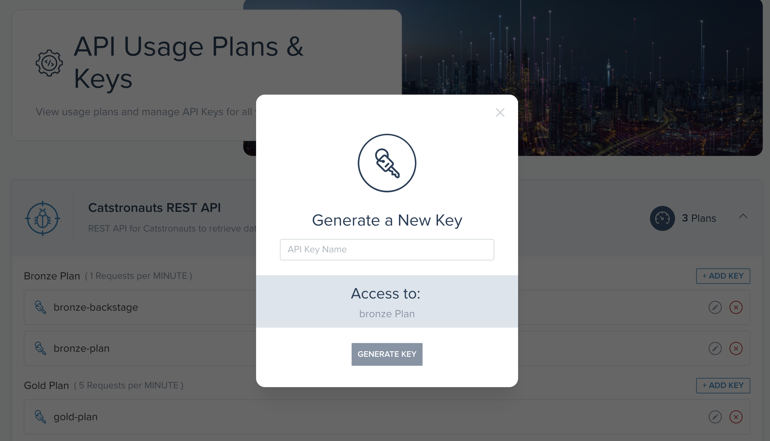 Sample react app portal generate API key