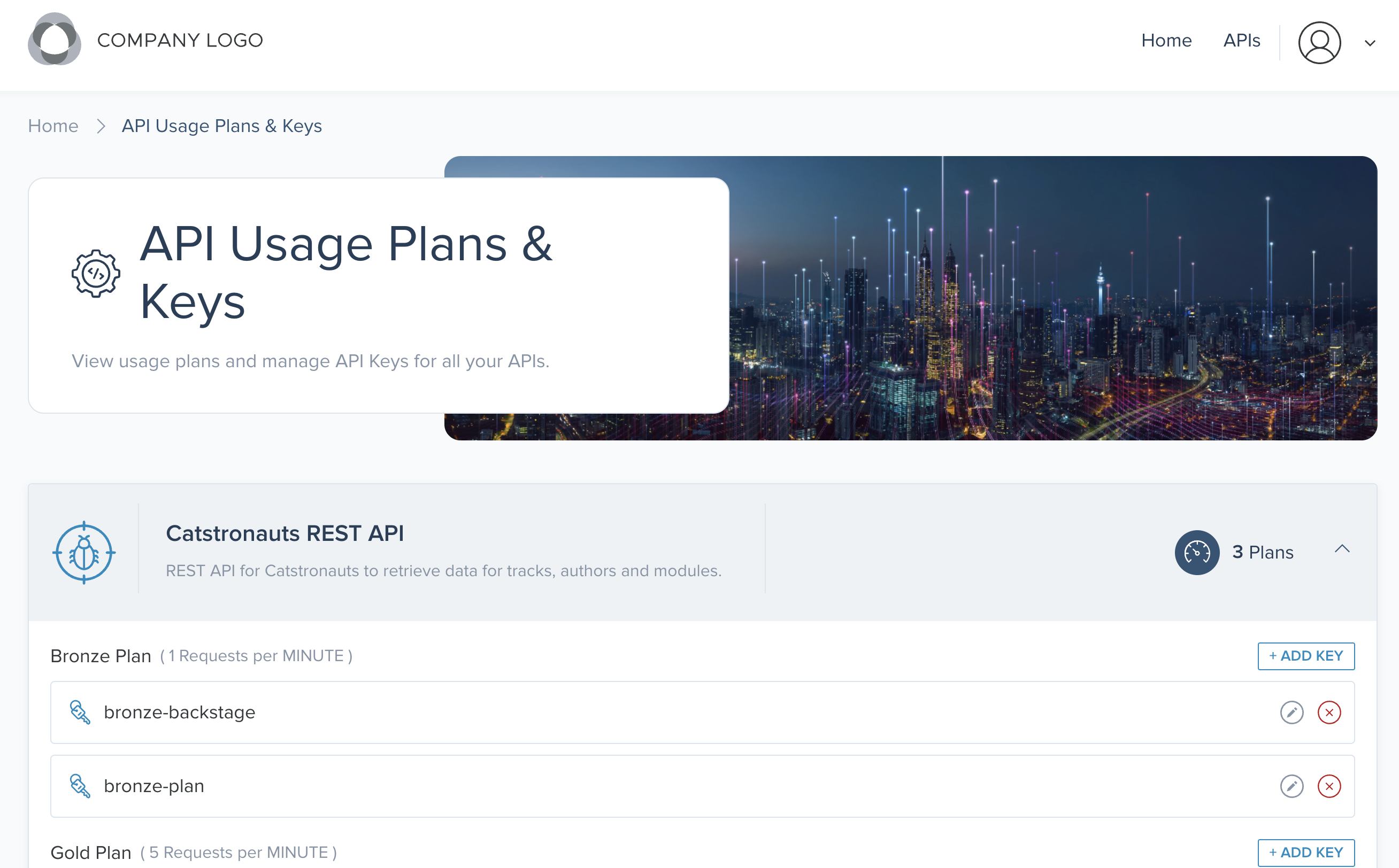 Sample React app portal usage plans