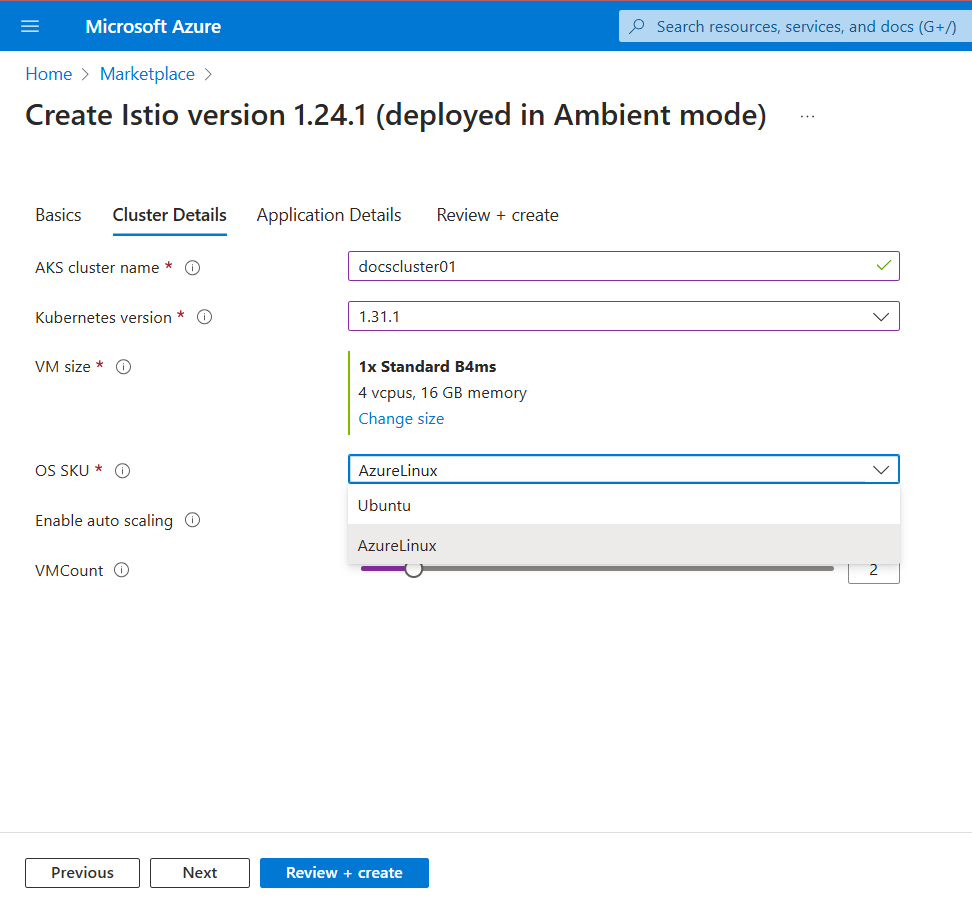 Figure: Cluster Details page of AKS Extension