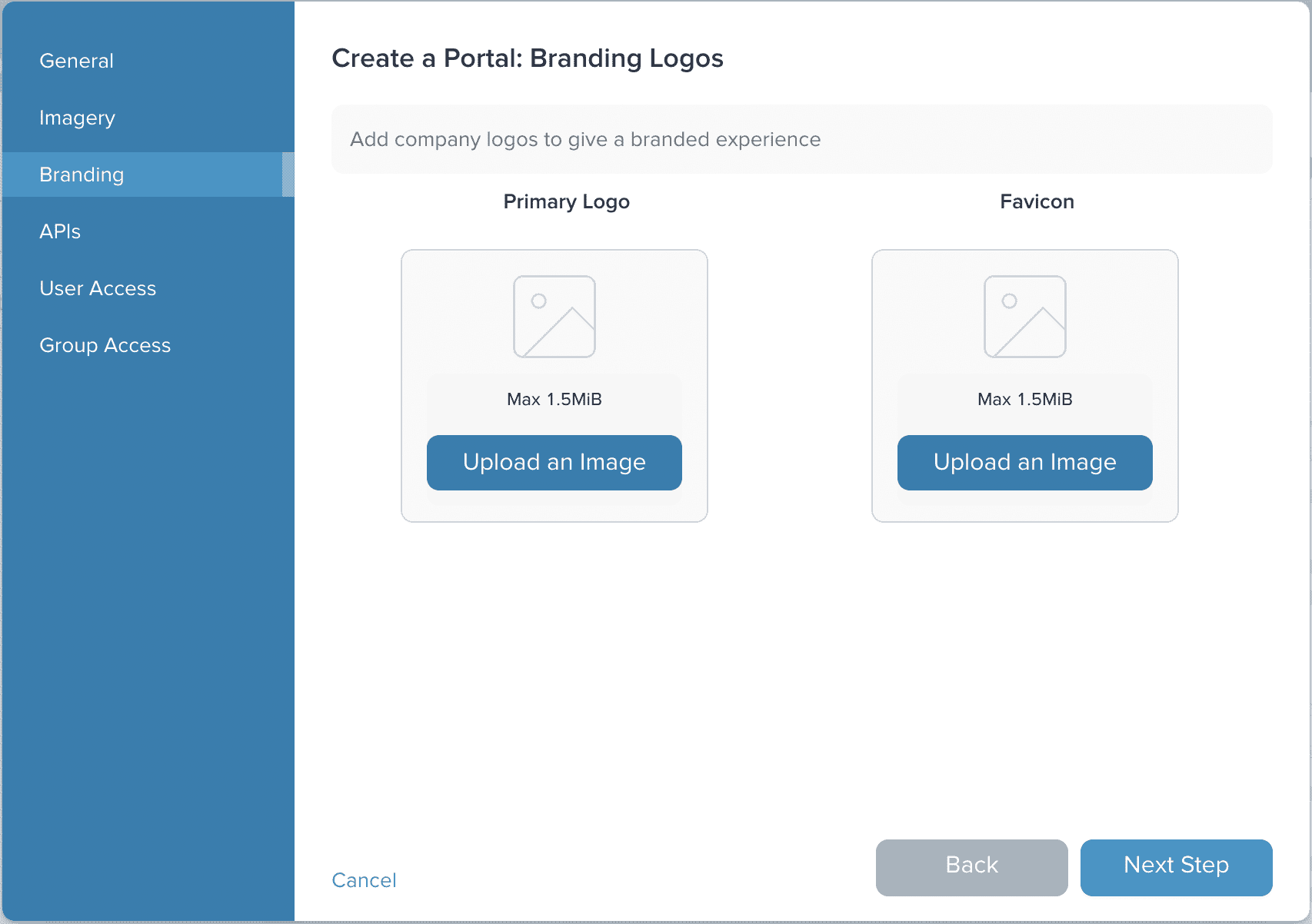 Admin Dashboard Create Portal Branding