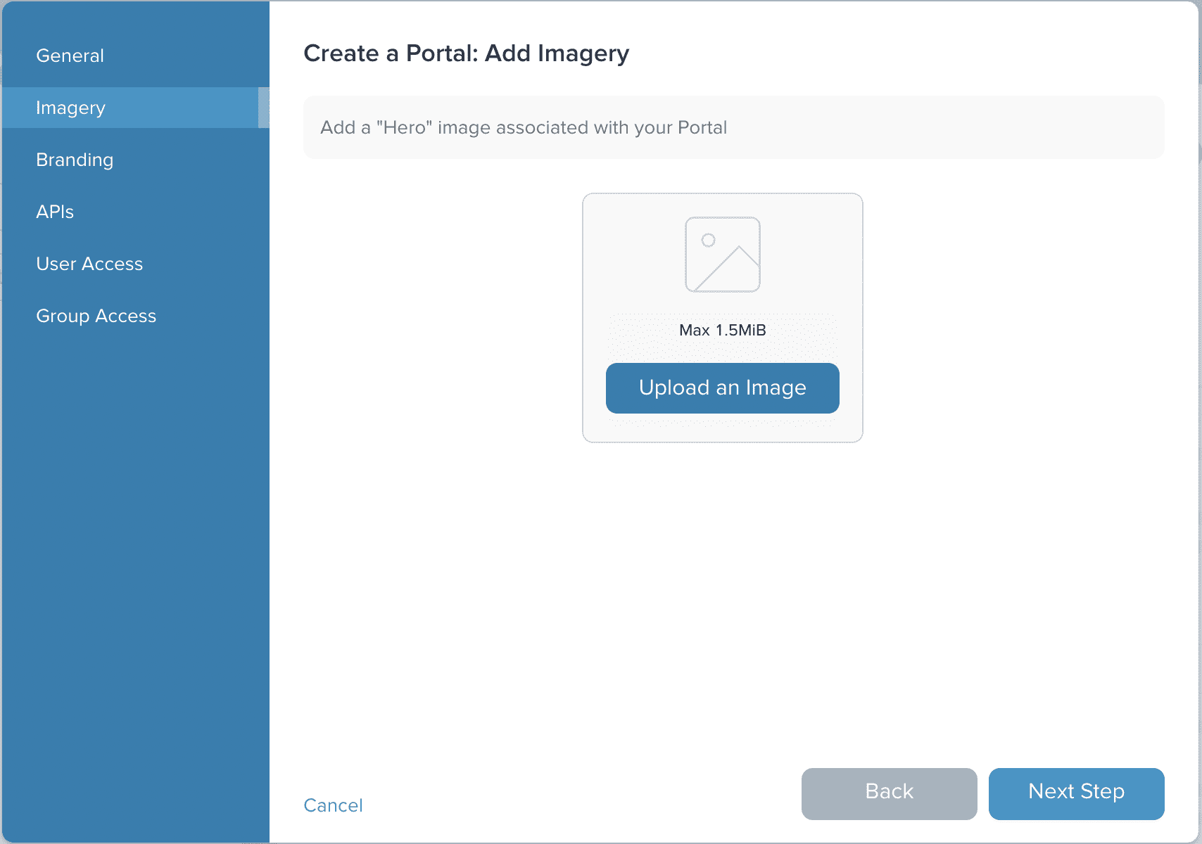 Admin Dashboard Create Portal Imagery