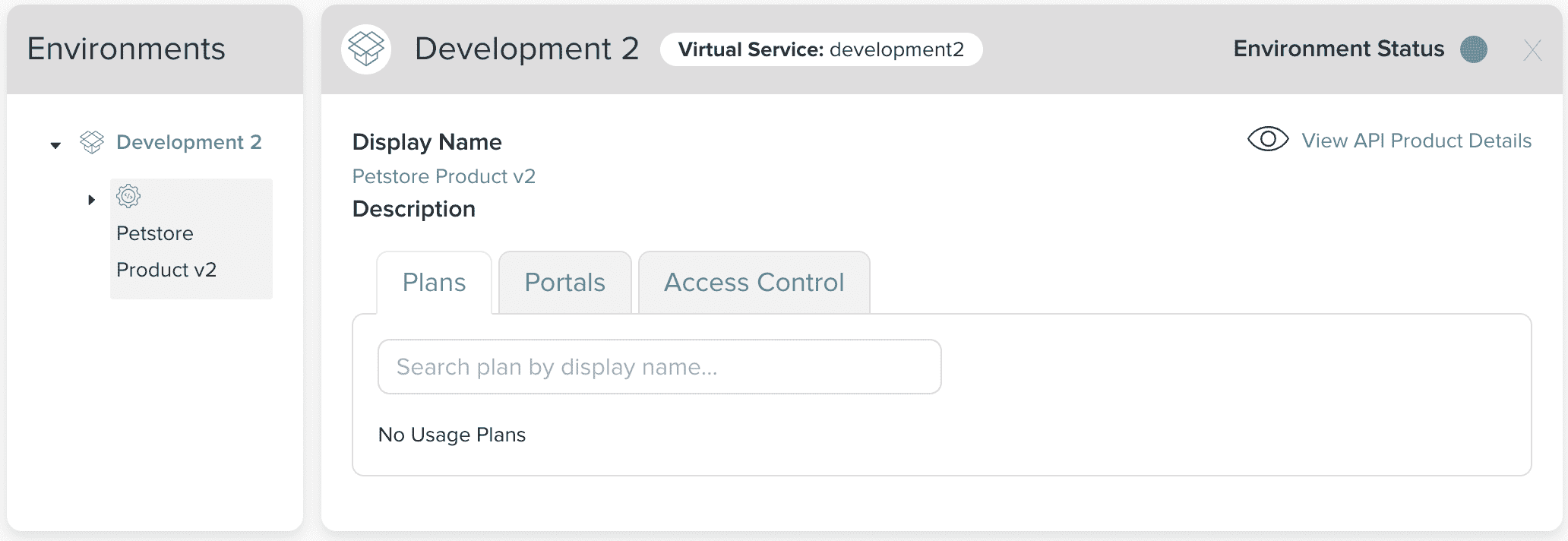 Admin Dashboard Edit API Environment Product