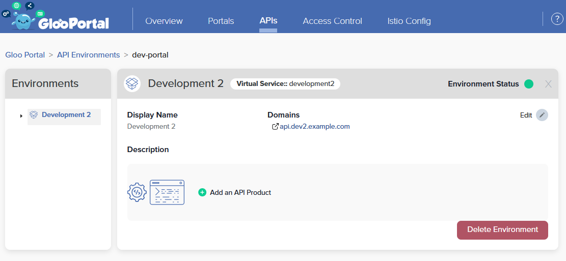 API Environments Screenshot