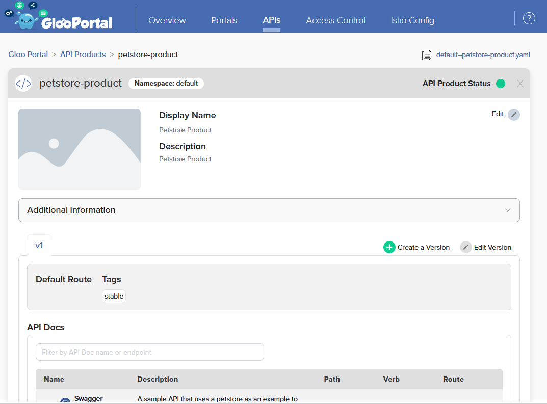 API Products Screenshot