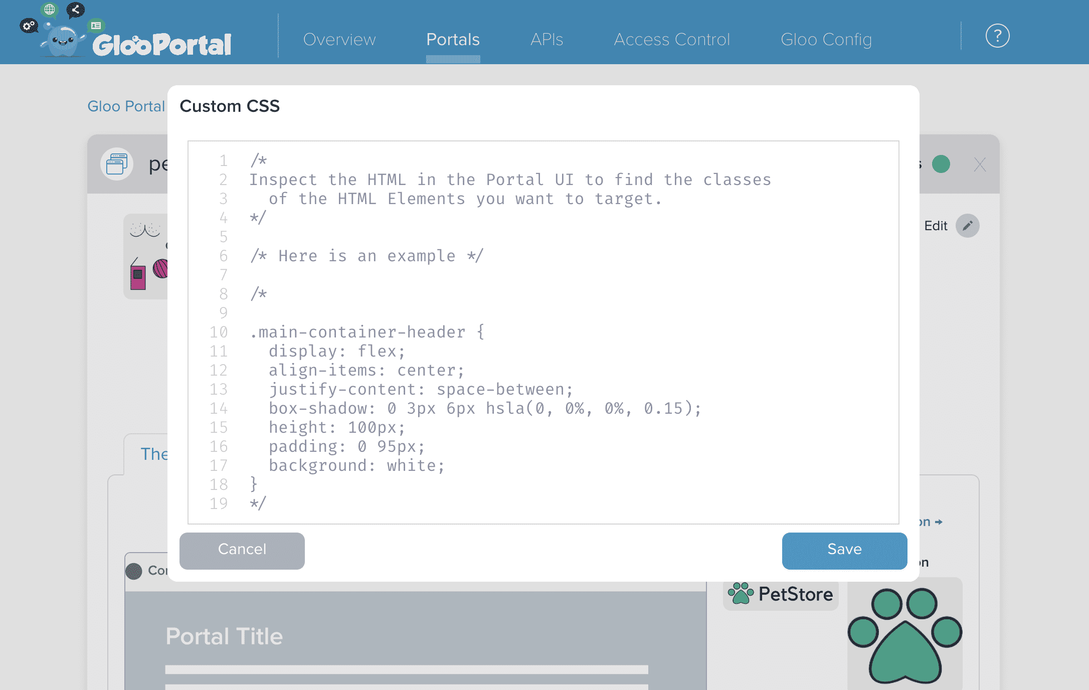 Portal Customization Modal
