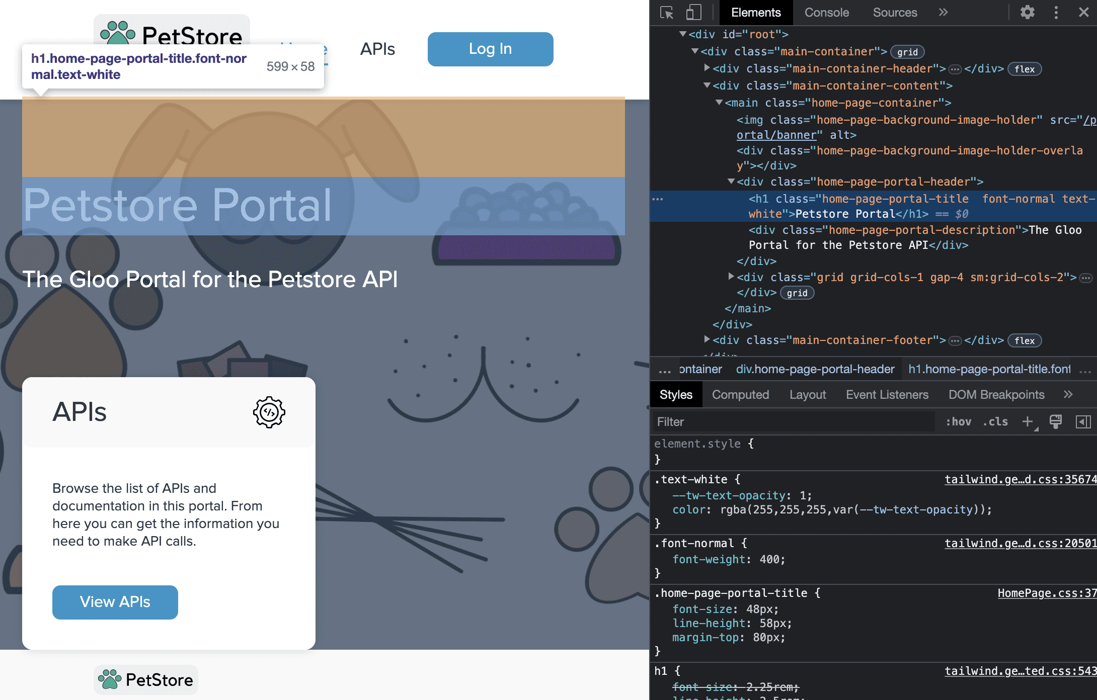 Portal UI CSS classes