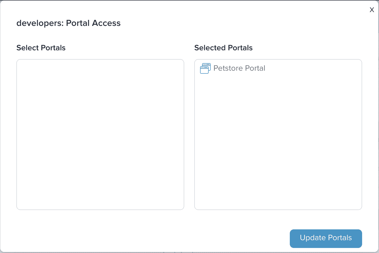 Admin Dashboard Create Group Manage Portal Modal Selected