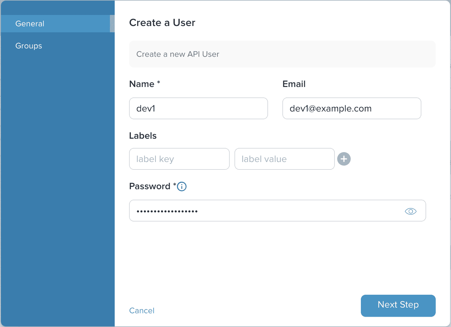 Admin Dashboard Create User General